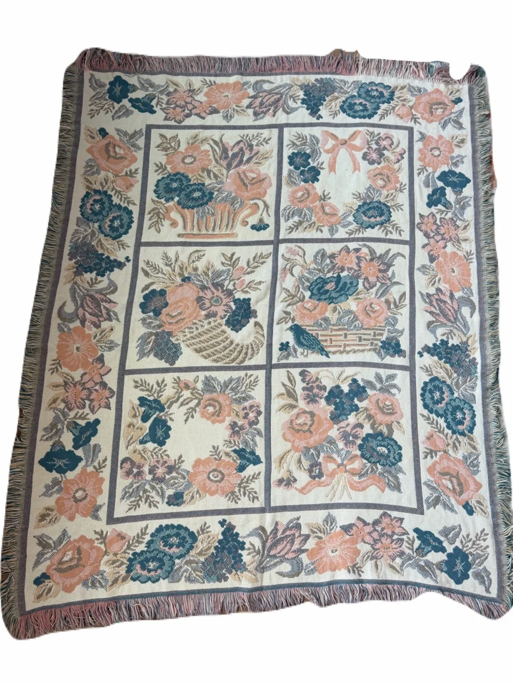 Cottagecore Vintage Croquette Tapestry Throw Blanket 45”x55”